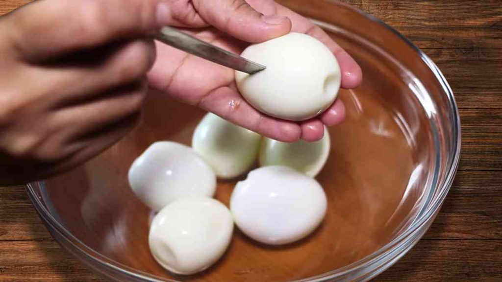 Step 1: Boil and peel eggs