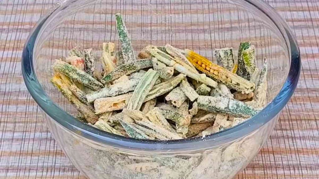 Step 3 Add spices to bhindi